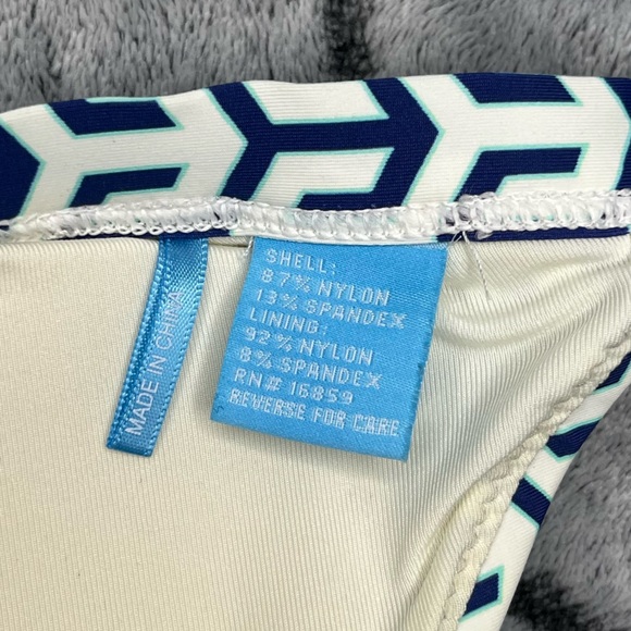 J. McLaughlin Patterned Navy Turquoise Malibu Halter  Bikini Top W - Picture 5 of 5